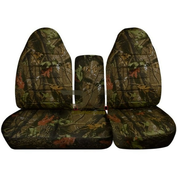 Fits 1997-2000 Ford F-150 Camo Seat Covers 40/60 Bench Molded Headrests 1 Cup Holder:Real Tree