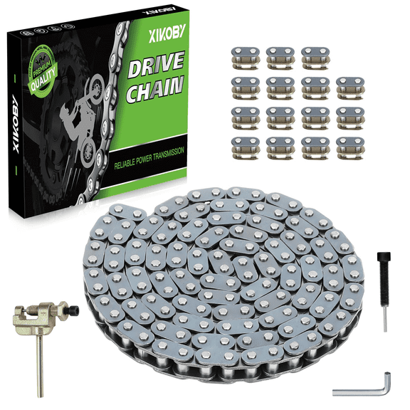 T8F Chain 134 Link Drive Chain Breaker Compatible with SYX Moto 50cc Dirt Bike Mototec SSR X-pro Coolster 47cc 49cc 2 Stroke Pocket Rocket Pit Bike Mini ATV Quad 4 Wheeler Go Kart Parts