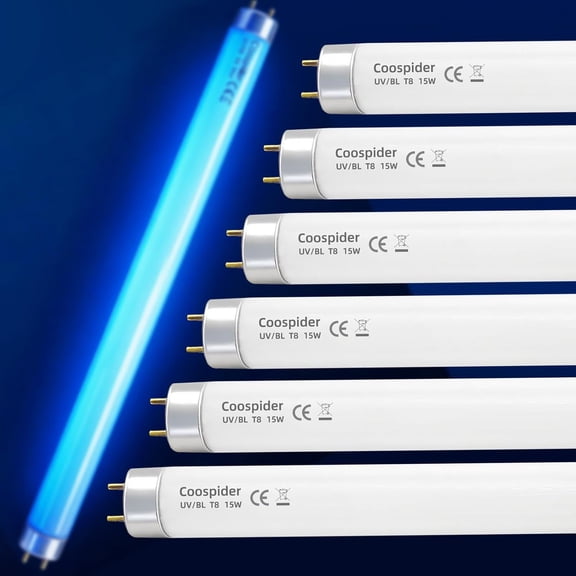 T8F15 U/V BL 15W Replacement Light Bulb, CFL Fluorescent Straight Tube, Fluorescent Compact Light Bulb for 30W Electric Zapper, 18 Inch Blue Light for Home/Office for G13 Base 6 PCS