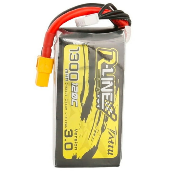 Tattu R-Line Version 3.0 1300mAh 14.8V 120C 4S1P Lipo Battery Pack with XT60 Plug