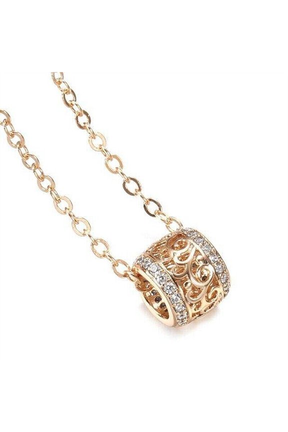 0.80 Ct Round Cut Moissanite Elegant Charm Pendant Necklace 14k Yellow Gold Plated