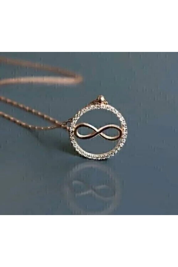 1.00Ct Round Cut CZ Infinity Pendant 14k Rose Gold Finish Silver