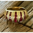 thumbnail image 1 of TAAPSEE JEWELS 1.80Ct Princess Cut Pink CZ 14K Yellow Gold Plated Band Cocktail Ring, 1 of 3