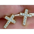thumbnail image 1 of TAAPSEE JEWELS 14K Yellow Gold Plated Round Cut Diamond Unisex Cross Stud Earrings Silver, 1 of 5