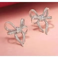 thumbnail image 1 of TAAPSEE JEWELS 14k White Gold Finish Round Cut Cubic Zirconia Bow Shape Womens Stud Earrings Silver, 1 of 4