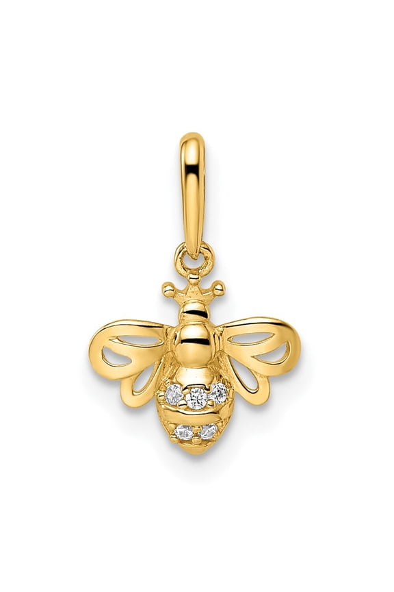 14k Yellow Gold Plated Cubic Zirconia Bumble Bee Pendant