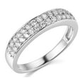 thumbnail image 1 of TAAPSEE JEWELS 2CT Round Cut Lcubic Zirconia Double-Row Wedding Women's Band Ring in 14K White Gold Plated, 1 of 3