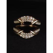 TAAPSEE JEWELS 2Ct Round Cut Cubic Zirconia 14K Rose Gold Plated Women's Enhancer Guard Ring Silver