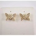 thumbnail image 1 of TAAPSEE JEWELS Butterfly Stud Earring White Cubic Zirconia Round Cut 14K Yellow Gold Plated, 1 of 5