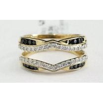 TAAPSEE JEWELS Cubic Zirconia Round Cut 14K Yellow Gold Finish Women Enhancer Guard Wrap Ring