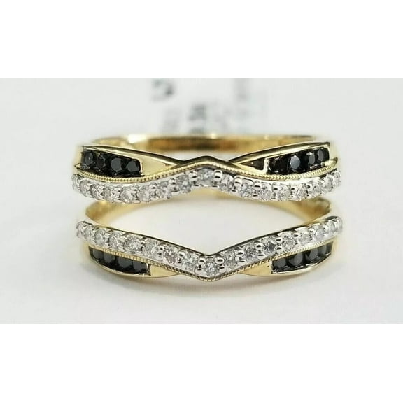 TAAPSEE JEWELS Cubic Zirconia Round Cut 14K Yellow Gold Finish Women Enhancer Guard Wrap Ring