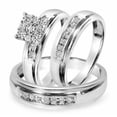 thumbnail image 1 of TAAPSEE JEWELS Cubic Zirconia Round Cut His & Her Wedding Trio Ring Set 14K White Gold Plated Silver, 1 of 4