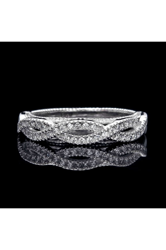 Cubic Zirconia Round Infinity Eternity Wedding Band Ring for Women's 14k White Gold Plated