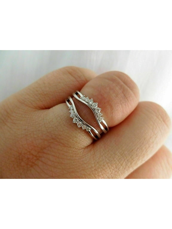 Enhancer Ring Wrap Guard Women 14k White Gold Plated 1Ct Round Cut Cubic Zirconia