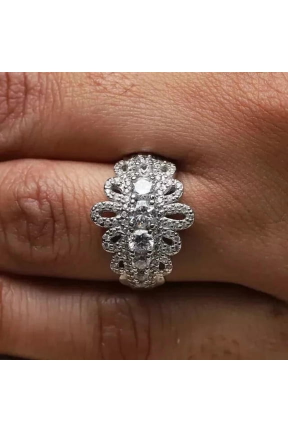 Flower Women Wedding Ring In 14k Rose Gold Plated Chocolate Cubic Zirconia Round Cut