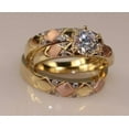 thumbnail image 1 of TAAPSEE JEWELS His & Her Round Cut CZ 14K Yellow Gold Finish Silver Engagement Couple Ring Set, 1 of 6