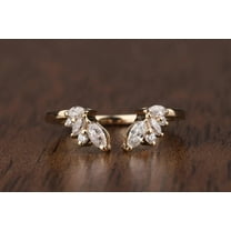 TAAPSEE JEWELS Marquise Cut Cubic Zirconia Women Curved Wedding Band Ring 14k Yellow Gold Plated