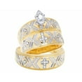 thumbnail image 1 of TAAPSEE JEWELS Men's & Women's Two-Tone Gold Finish Religious Cross Wedding Ring Set Matching Bands with CZ Accents, 1 of 4