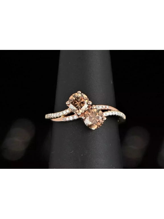 Round Cut Chocolate Cubic Zirconia Women's Wedding Engagement Ring 14K Rose Gold Plated