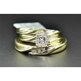 thumbnail image 1 of TAAPSEE JEWELS Trio Set His Hers CZ Matching Engagement Ring Wedding Band 14K Yellow Gold Finish, 1 of 6