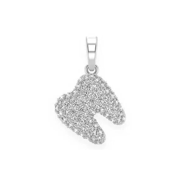 TAAPSEE JEWELS White Cubic Zirconia 14k White Gold Plated DENTIST TOOTH Pendant Silver