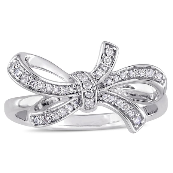 TAAPSEE JEWELS Women Double Knot Bow Ring 14k White Gold Finish 1.50Ct Round Cut Cubic Zirconia