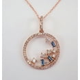 thumbnail image 1 of TAAPSEE JEWELS Women's Circle Pendant Necklace Baguette Cut London Blue Topaz 14K Rose Gold Plated, 1 of 4