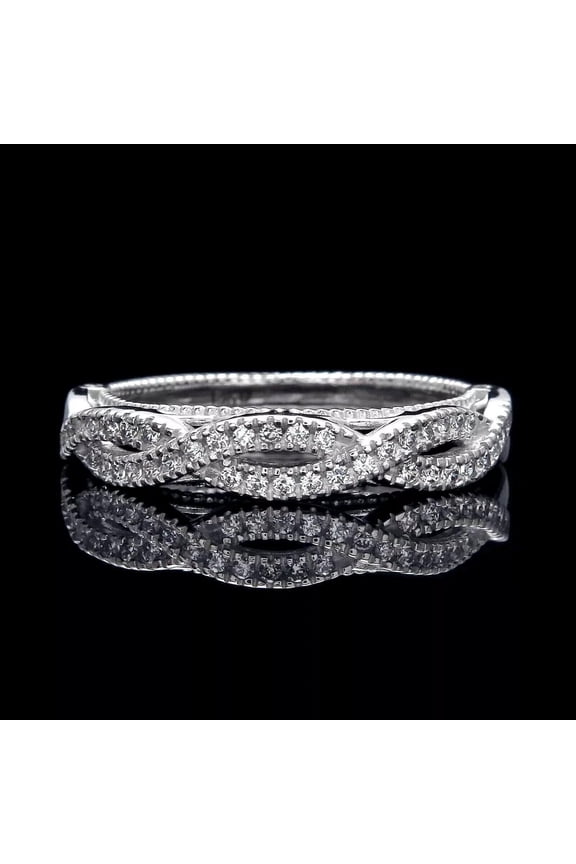 Women's Halo Infinity Wedding Band Ring Round Cut Cubic Zirconia 14k White Gold Finish