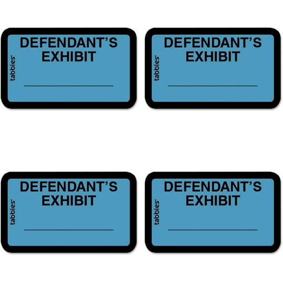 TAB58093 - Legal Exhibit Labels, Defendant, 1-5/8x1, Blue 252 Labels, 4 Packs
