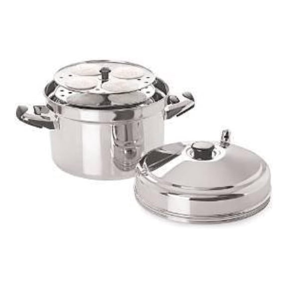 TABAKH IC-205 5-Rack Stainless Steel Idli Cooker with Strong Handles,Silver,Medium