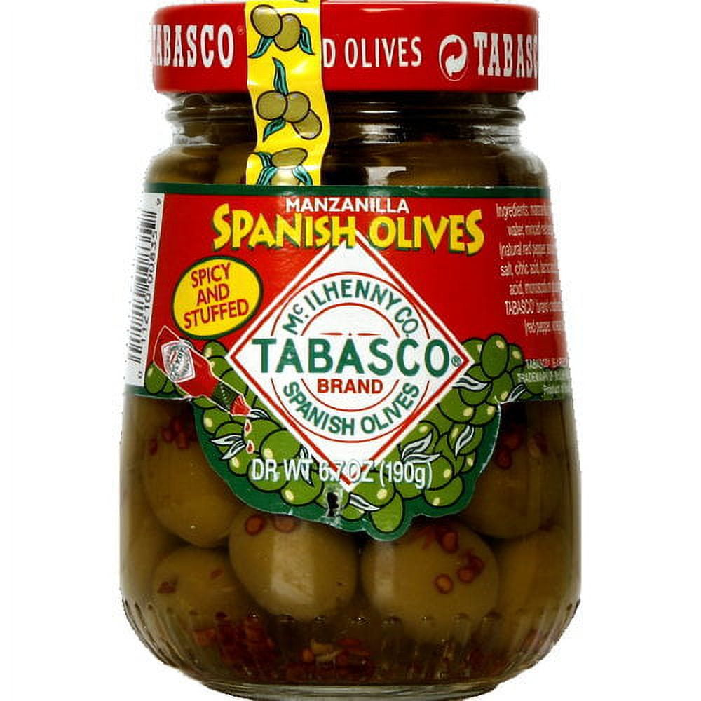 TABASCO Hot & Spicy Stuffed Spanish Olives, 7.05 oz (Pack of 6