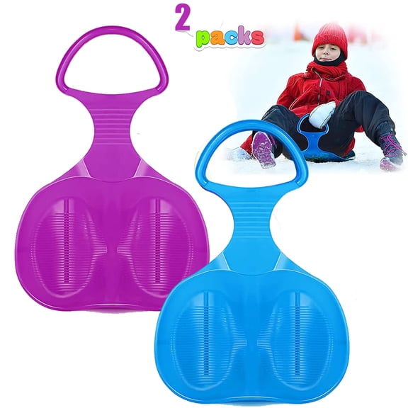 TABGIME 2 Packs 22" Plastic Snow Saucer Sleds Skiing Snowboards Outdoor Sports Toys for Children and Kid's, Blue Purple 2 Color