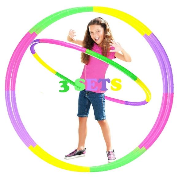 TABGIME 3 Pack 30" Adjustable Kids Exercise Hoop Detachable 3-16 Child Fitness Ring Toddler Toy