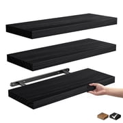 TABGIME 6  x 16  3-Tier Farmhouse Black Floating Shelves