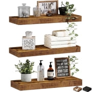 TABGIME 6  x 16  3-Tier Modern Brown Floating Shelves