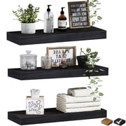TABGIME 6  x 16  3-Tier Rustic Black Floating Shelves