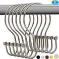 thumbnail image 1 of TABGIME Balanced Glide Polished Nickel Rustproof Metal Shower Curtain Rings Double Hooks, 24 Count-Decorative Cylinders, 1 of 5