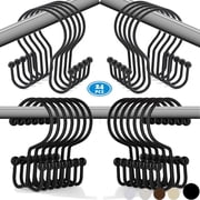 TABGIME 24pk Mixed Shower Curtain Hooks Rings, Rust-Resistant Metal Balanced Double Glide Shower Hook for Bathroom Shower Rod Curtain, Brushed Matte Black Finish
