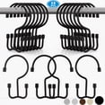 thumbnail image 1 of TABGIME Decorative & Durable Glide Brushed Matte Black Rustproof Metal Shower Curtain Rings Double Hooks, 12 Count-Cylinders, 1 of 5