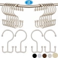 thumbnail image 1 of TABGIME Decorative & Durable Glide Polished Nickel Rustproof Metal Shower Curtain Rings Double Hooks, 12 Count-Cylinders, 1 of 6
