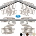 thumbnail image 1 of TABGIME 24pk Mixed Shower Curtain Hooks Rings, Rust-Resistant Metal Balanced Double Glide Shower Hook for Bathroom Shower Rod Curtain, Polished Nickel Finish, 1 of 8