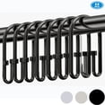 thumbnail image 1 of TABGIME Decorative & Sturdy Glide Brushed Matte Black Rustproof Metal Shower Curtain Rings U-Shaped Non-Slip Double Hooks, 12 Count-Decorative Cylinders, 1 of 5