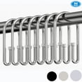 thumbnail image 1 of TABGIME Decorative & Sturdy Glide Plated Chrome Rustproof Metal Shower Curtain Rings U-Shaped Non-Slip Double Hooks, 24 Count-Cylinders, 1 of 4
