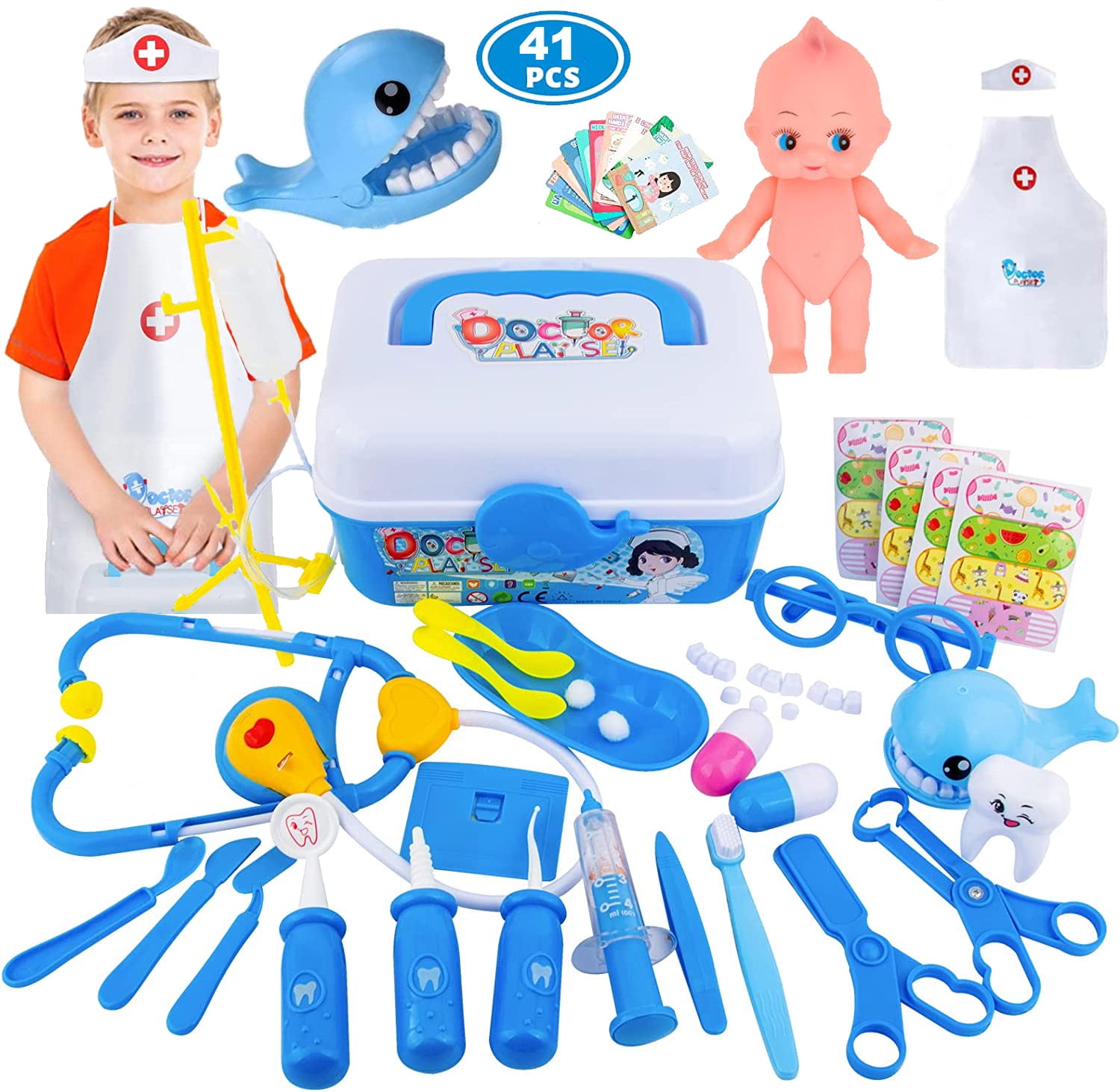 41PCS Blue Toy Doctor Play Set with Case Doll UK Ubuy
