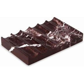 TABHOUKIT Luxury Marble Soap Dish Tray,Rectangle Stone Marble Soap Tray,Self Draining Soap Holder for Bathroom, Kitchen (Rosso Lepanto)