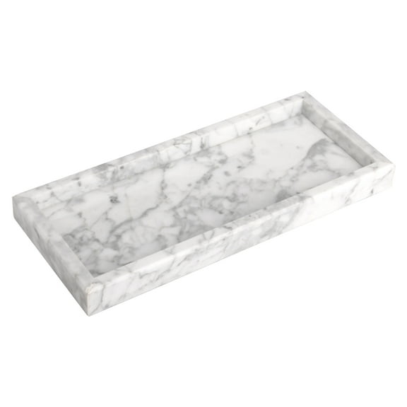 TABHOUKIT Marble Tray Bathroom Vanity Tray Natural Luxury Decorative Tray for Key Coffee Perfume Jewelry Makeup Carrara White 12" x 5" x 1.2"