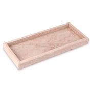 TABHOUKIT Marble Tray Bathroom Vanity Tray Natural Luxury Decorative Tray for Key Coffee Perfume Jewelry Makeup Pink 12" x 5" x 1.2"