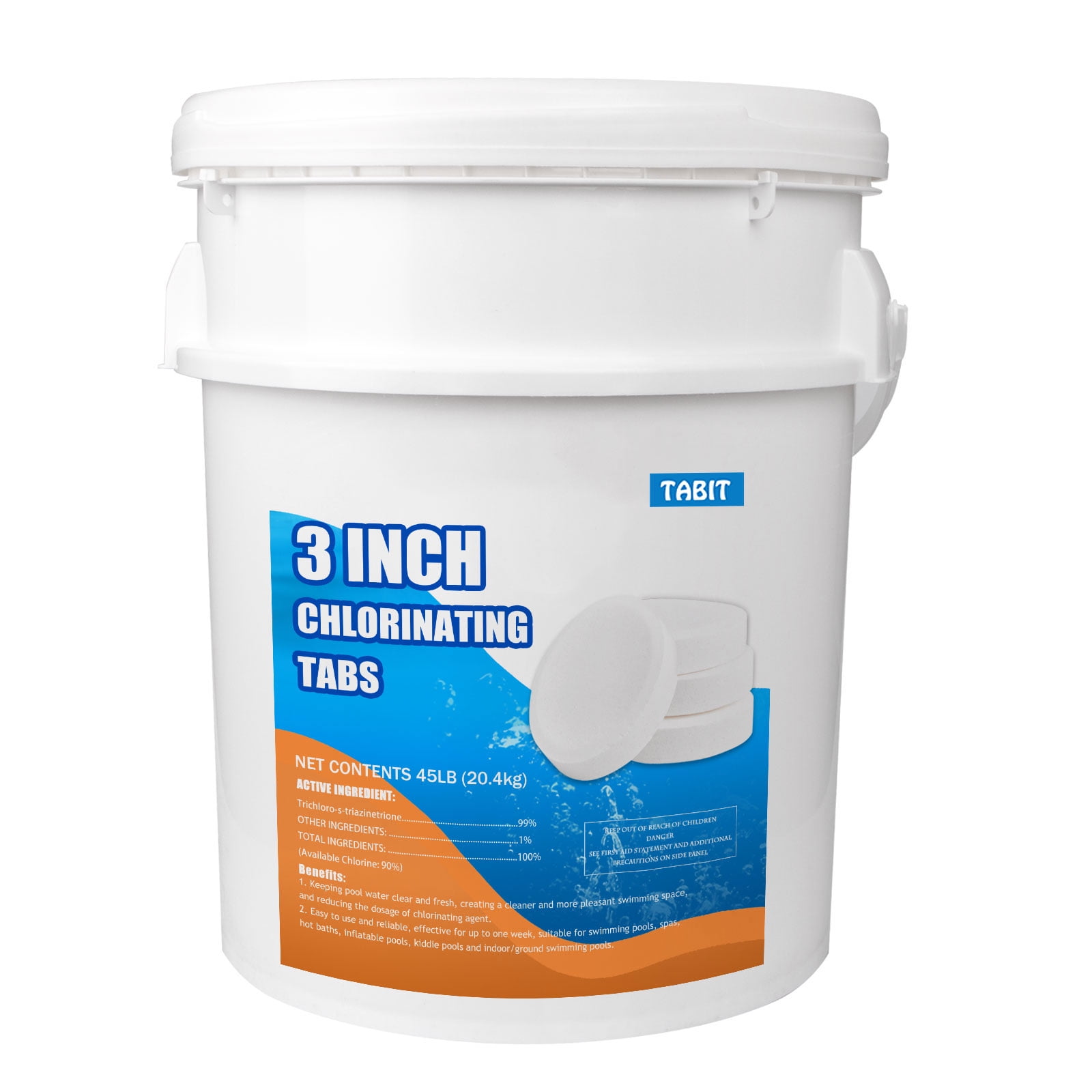 TABIT Jumbo Tablets-45 lbs, 3" Stabilized Tablets for Sanitizing Swimming Pools, Slow Dissolving