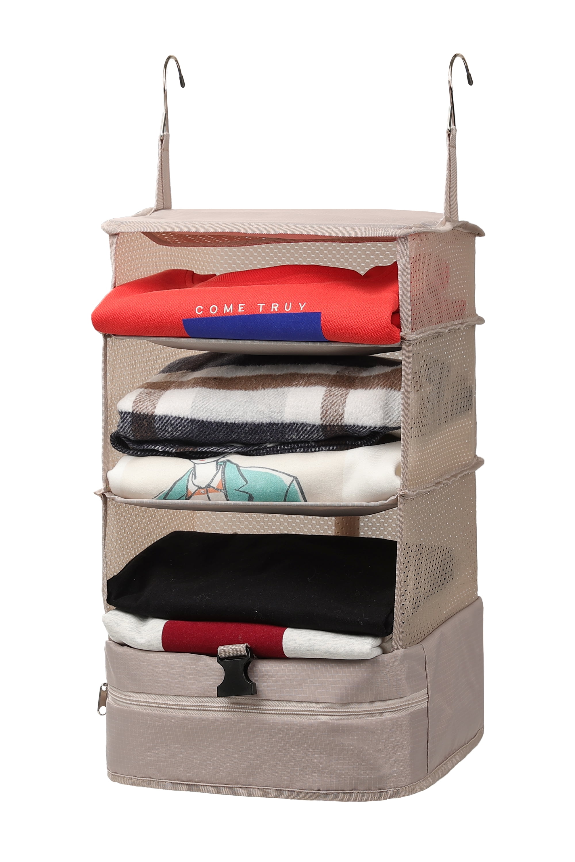 Pack Gear Hanging Suitcase Organizer, Travel Essential Foldable Packing  Cubes, Pack Large or Carry On Luggage, Shelf Organizer for Closet (Solid