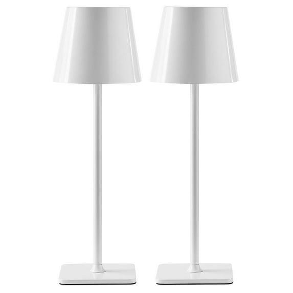 Mainstays 2 Pack Indoor/Outdoor Rechargeable 13" Table Lamp, White